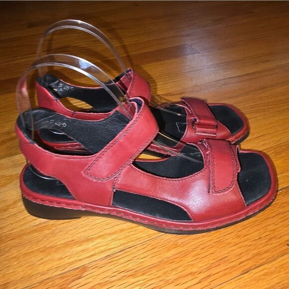 Reiker red leather slingback sandals women size 40/8.5-9 - Picture 1 of 7